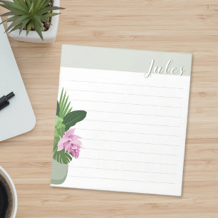 Bloc-note Tropical Medinilla Flower Green Vase Nom Lined