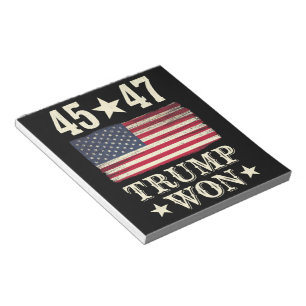 Bloc-note Trump A Gagné 2024 45 47E Drapeau Du Président Usa