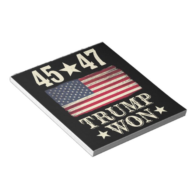 Bloc-note Trump a gagné 2024 45 47e président drapeau États- (Incliné)