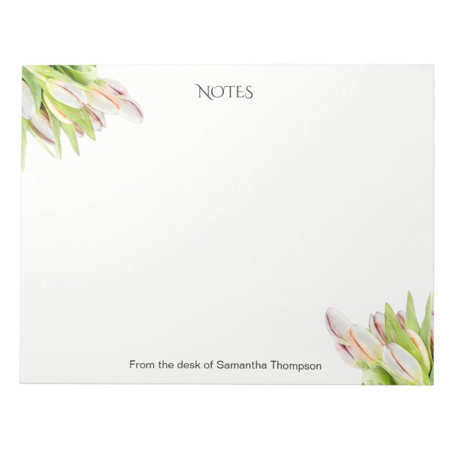 Bloc-note Tulipe, aquarelle, rose et vert, (Devant)