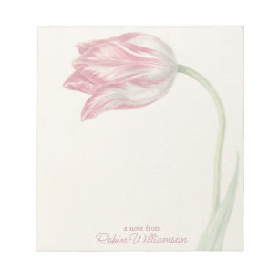 Bloc-note Tulipe vintage rose et blanche - Art Néerlandais