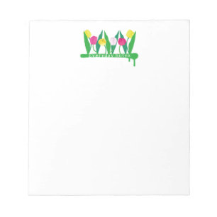 Bloc-note Tulipes Rose Jaune Violet Vert Moderne Mignon.