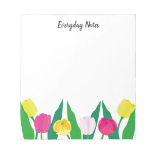 Bloc-note Tulipes Rose Jaune Violet Vert Moderne Mignon.