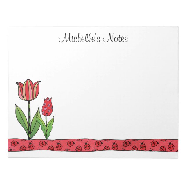Bloc-note Tulipes rouges Personnalisées 11 x 8,5 (Devant)