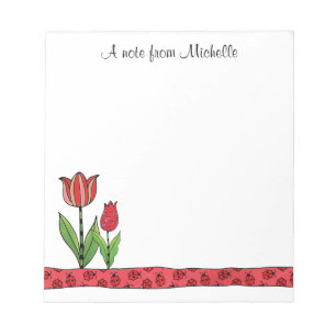 Bloc-note Tulipes rouges Personnalisées 5,5 x 6