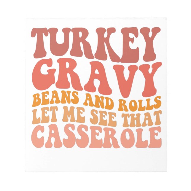Bloc-note Turc Gravy Beans et Rolls Drôle Thanksgiving (Devant)