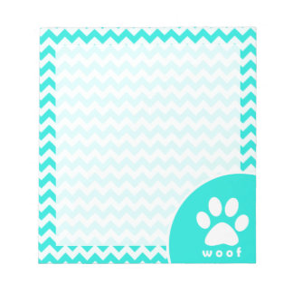 Bloc-note Turquoise, Aqua Color Chevron ; Empreinte de patte