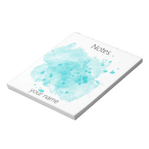 Bloc-note Turquoise Aquarelle Paint Blotter avec Votre Nom