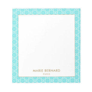 Bloc-note Turquoise Cute Motif Bohème Nom personnalisé