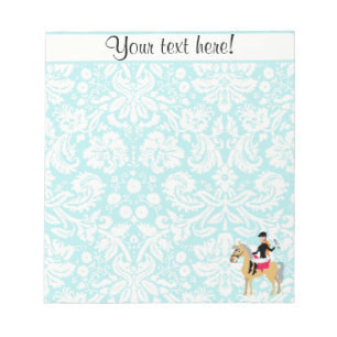 Bloc-note Turquoise Damask Equestrian