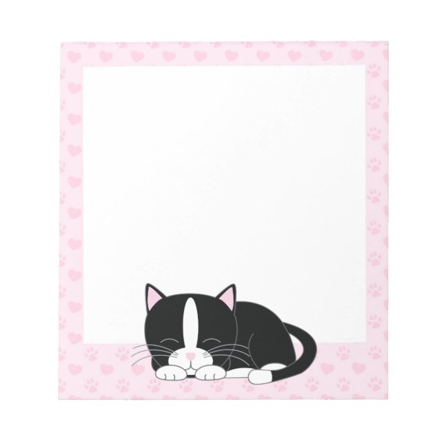 Bloc-note Tuxedo Sleepy Chat {rose} (Devant)
