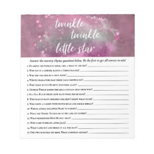 Bloc-note Twinkle Little Star   Pink Grey Nursery Quiz de ri