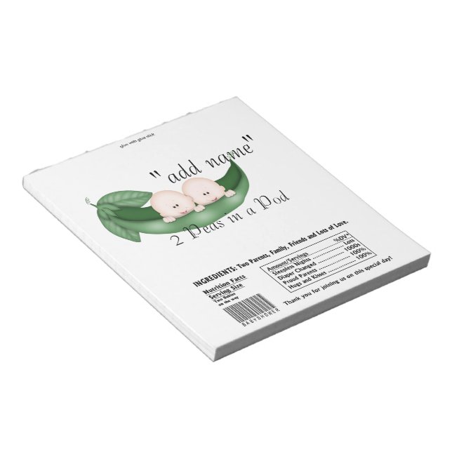 Bloc-note Twins Baby shower Candy Bar Wrappers Party Favoris (Incliné)