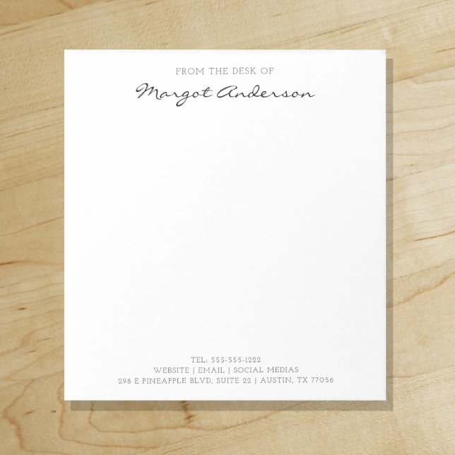 Bloc-note Typographie de script personnalisé | De la part de ("Everyday is abundantly beautiful." 
Sincerely Best Wishes from Lucky Design World)