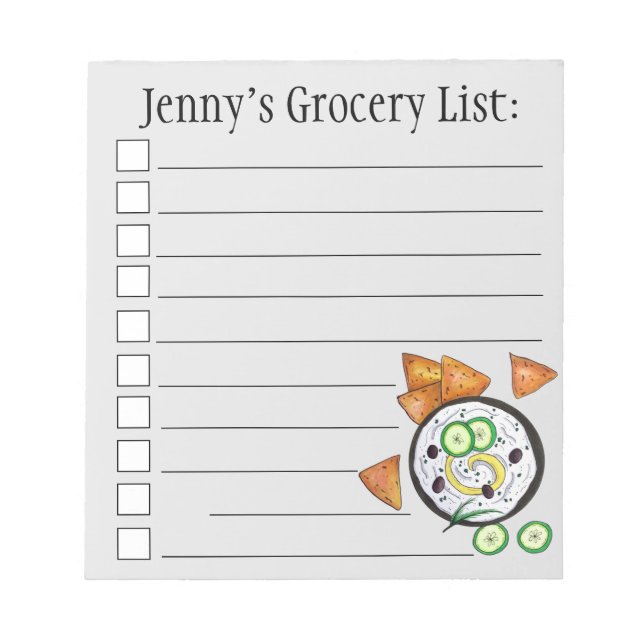 Bloc-note Tzatziki Grec Meze Dip Nourriture Méditerranéenne  (Devant)