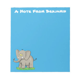 Bloc-note Un joli éléphant drôle avec un oiseau sur le tronc