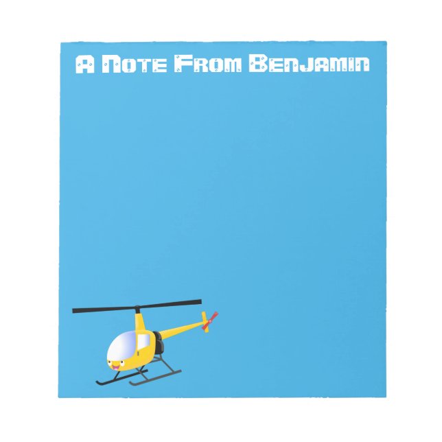 Bloc-note Un joli hélicoptère de dessin animé jaune (Devant)
