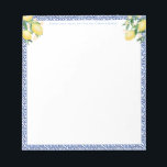 Bloc-note Un message de | Amalfi Lemons Carreaux bleu italie<br><div class="desc">Un design de bloc-notes attrayant et pratique pour correspondre à ma gamme d'invitation pour mariée et baby shower de citrons / bleu clair / carreaux bleu clair.</div>