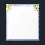 Bloc-note Un message de | Amalfi Lemons Carreaux bleu italie<br><div class="desc">Un design de bloc-notes attrayant et pratique pour correspondre à ma gamme d'invitation pour mariée et baby shower de citrons / bleu clair / carreaux bleu clair.</div>