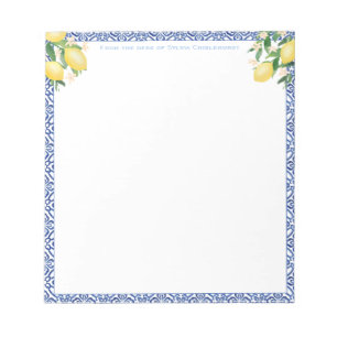 Bloc-note Un message de Carreaux bleus italiens de citrons