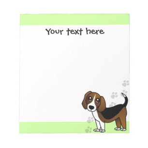 Bloc-note Un mignon Beagle caricaturiste chien sur vert avec