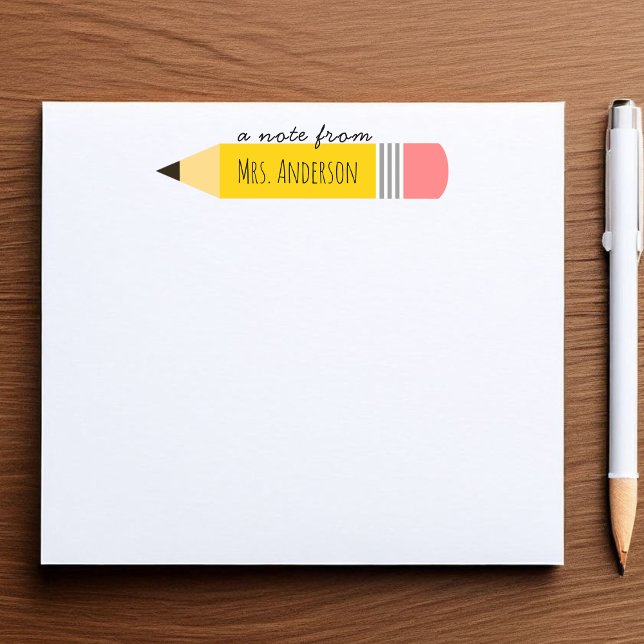 Bloc-note Un mot de la part du crayon de l'enseignant (Teacher Appreciation Gift)