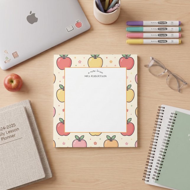 Bloc-note Un mot de Teacher Apple Pattern Notepad (Créateur téléchargé)