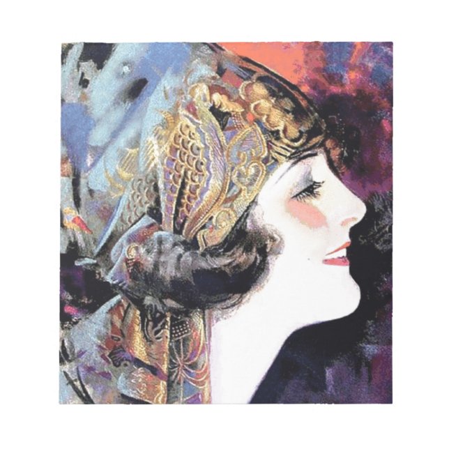 Bloc-note Une femme Art déco à l'écharpe (Devant)