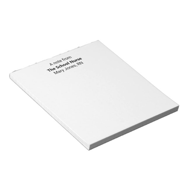 Bloc-note Une note de l'infirmière scolaire & Notes de nom (Incliné)