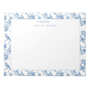 Bloc-note Une note de Note florale de chinoiserie bleue