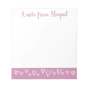 Bloc-note Une note de Stationery Personalized Hearts Lilac