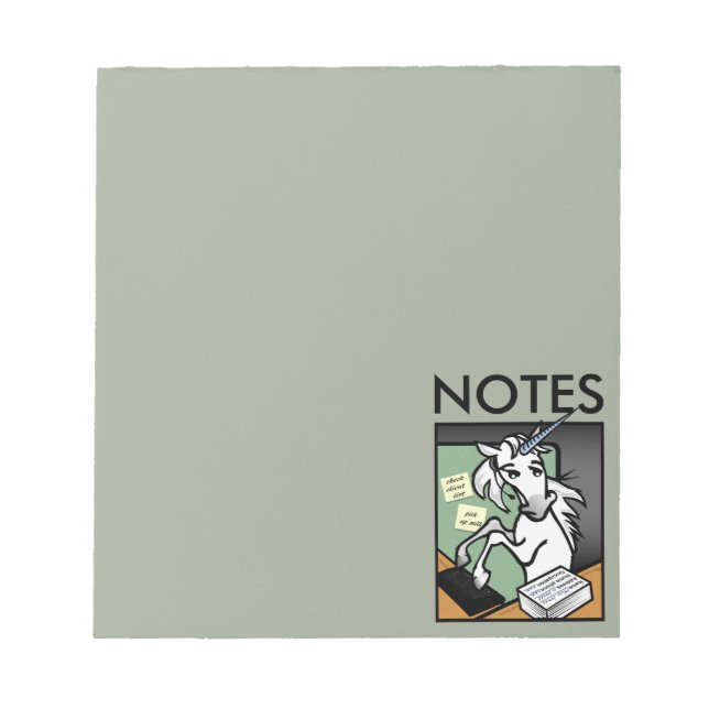 BLOC-NOTE UNICORN RECEPTIONNISTE CLAIR ET AMUSANT NOTEPAD (Devant)