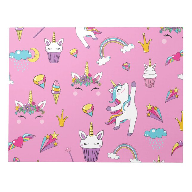Bloc-note Unicorne Fan Club motif rose (Devant)
