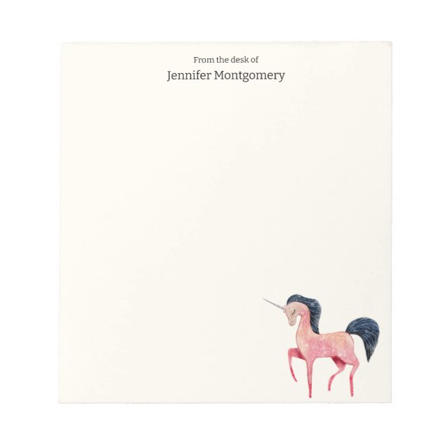 Bloc-note Unicorne nordique rose avec Mane noir (Devant)