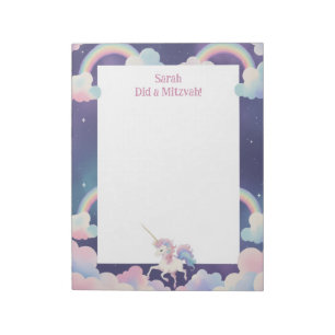 Bloc-note Unicorne Personnalisé Mitzvah Note pad