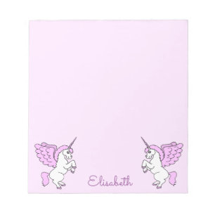 Bloc-note Unicorne rose personnalisée