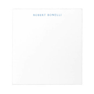 Bloc-note Unique Moderne Minimaliste Bleu Blanc Simple