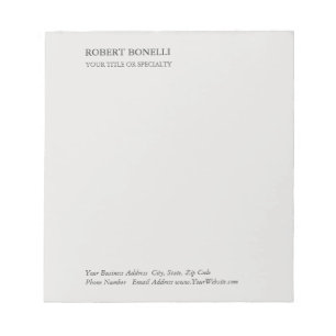 Bloc-note Unique moderne Platinum Gris élégant minimaliste