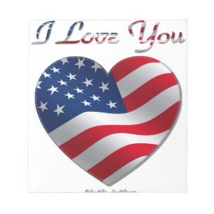 Bloc-note USA Flag Heart Je t'aime