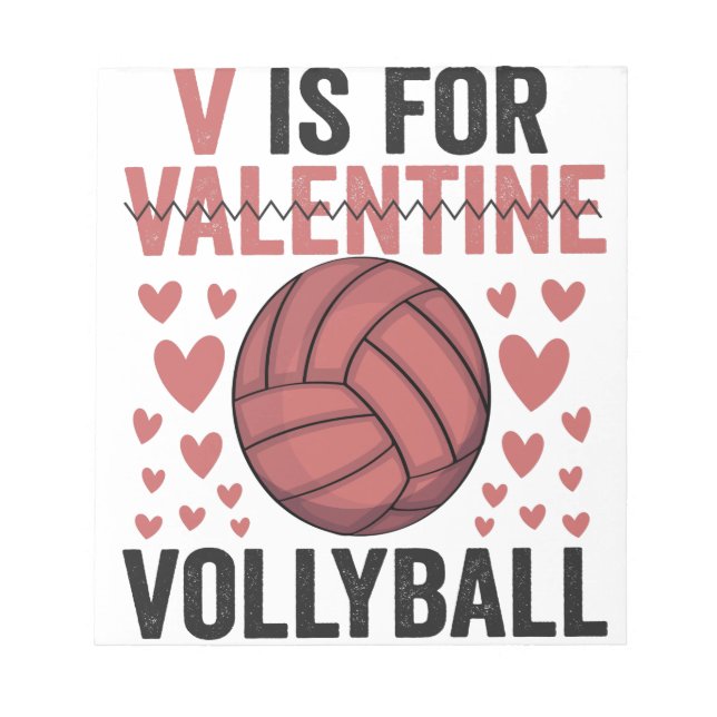 Bloc-note V Est Pour Valentine Funny Volley Sport Amateurs (Devant)