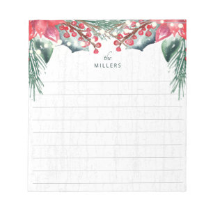 Bloc-note Vacances Thématique Vert Rouge Floral Personnalisé