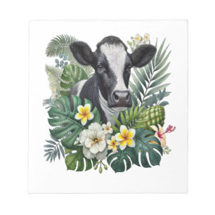 Bloc-note Vache dans la jungle florale Png, Vache tropicale