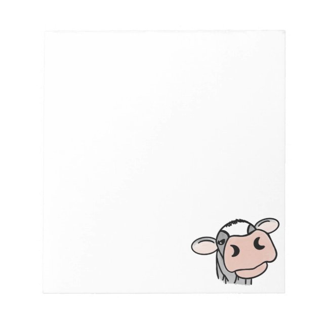 Bloc-note vache de dessin animé noir blanc rose baiser gris  (Devant)
