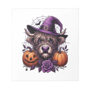 Bloc-note Vache de Halloween des Highlands de sorcière