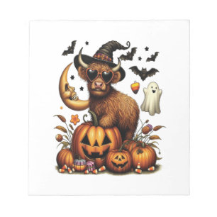 Bloc-note Vache des Highlands sur citrouille Halloween