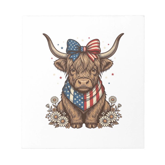 Bloc-note Vache écossaise patriotique vintage (Devant)