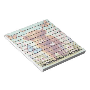 Bloc-note Vache Highland avec papillons et fleurs printanièr