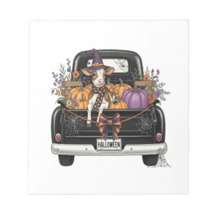 Bloc-note Vache Highland Halloween avec camion