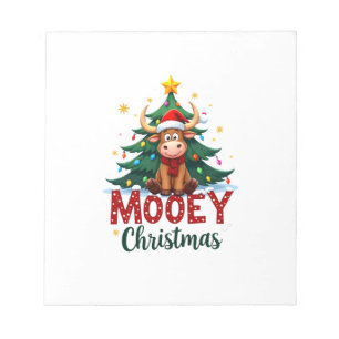 Bloc-note Vache Highlandère Génisse Chapeau de Père Noël Moo