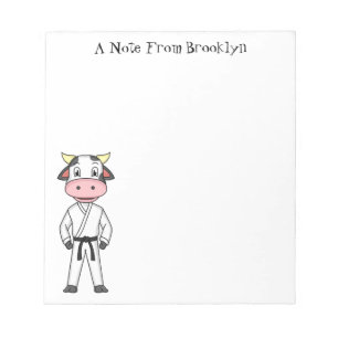Bloc-note Vache mignonne en combinaison kung fu